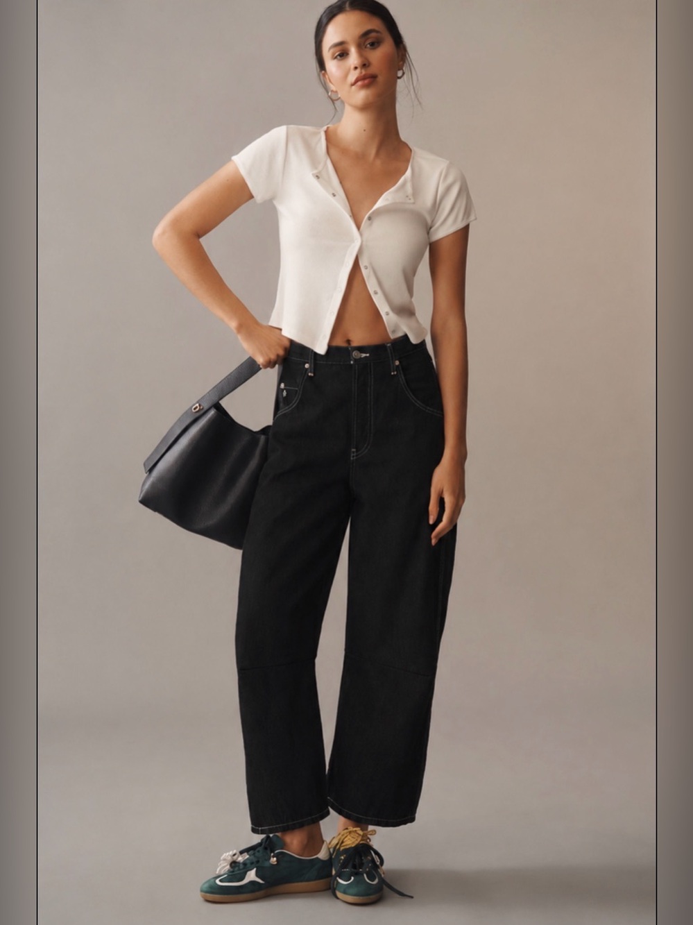 Etica Quinn relaxed clear black wide leg jeans size 33 NWT